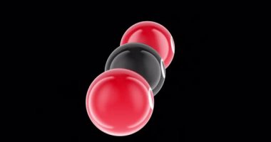 CO2 Karbon Dioksit Molekülü, animasyon kusursuz bir şekilde çevrilebilir. Şeffaf arkaplanda 3B görüntüleme izole edildi