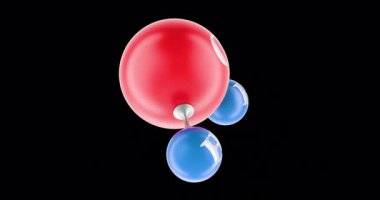 H2O molekülü, animasyon kusursuz bir şekilde çevrilebilir. Şeffaf arkaplanda 3B görüntüleme izole edildi