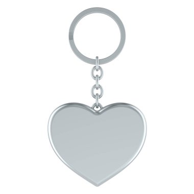 Kalpli anahtarlık. Beyaz arkaplanda 3B görüntüleme izole edildi