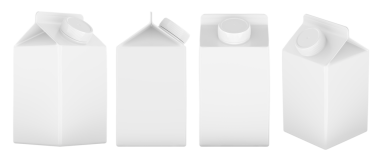 Plastik kapaklı karton kutu, farklı açılı ve manzaralı. Şeffaf arkaplanda 3B görüntüleme izole edildi