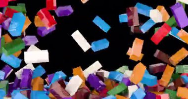 Kargo kapları düşüyor ve ekranı dolduruyor. Şeffaf arkaplanda 3B canlandırma