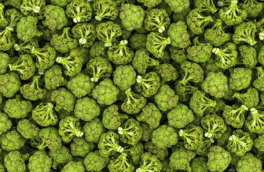 Brokoli lahana arka planı, duvar kağıdı. 3B görüntüleme