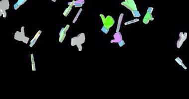 Eller yukarı, baş parmaklar aşağı. Şeffaf arkaplanda 3B canlandırma