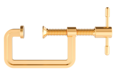 Altın C-Clamp, 3D görüntüleme şeffaf arkaplan üzerinde izole