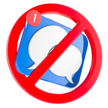 Yasak işaretli konuşma baloncukları, şeffaf arkaplanda 3 boyutlu görüntüleme