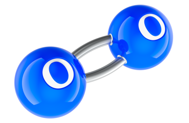 Oksijen, molekül. Şeffaf arkaplanda 3B görüntüleme izole edildi