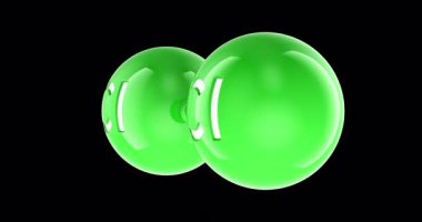 Klor, Cl2 molekülü. Üç boyutlu Dönen Animasyon, Kusursuz Döngü. Şeffaf arkaplanda 3B görüntüleme izole edildi