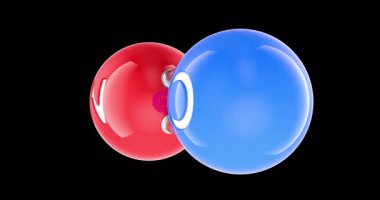 Nitrik oksit, molekül yok. Üç boyutlu Dönen Animasyon, Kusursuz Döngü. Şeffaf arkaplanda 3B görüntüleme izole edildi