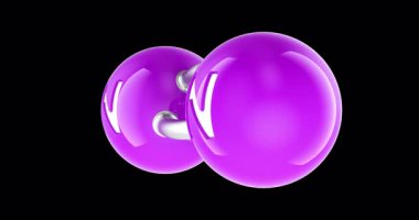 Nitrojen N2 molekülü. Üç boyutlu Dönen Animasyon, Kusursuz Döngü. Şeffaf arkaplanda 3B görüntüleme izole edildi