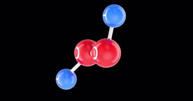 Hidrojen Peroksit Molekül H2O2, 3D Atom Modeli. Üç boyutlu Dönen Animasyon, Kusursuz Döngü. Şeffaf arkaplanda 3B görüntüleme izole edildi