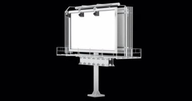 Açık hava reklam panosu, boş ekran, dönüyor. 3 boyutlu video animasyonu, kusursuz döngü. Şeffaf arkaplanda 3B görüntüleme izole edildi