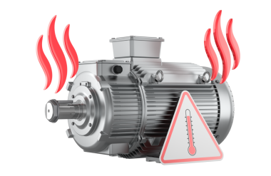 Electric motor overheating warning. 3D rendering isolated on transparent background
