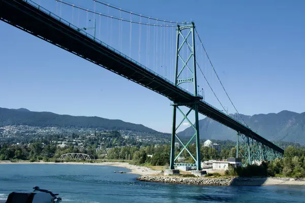 Stock image Lions Gate bridge from beneath the span