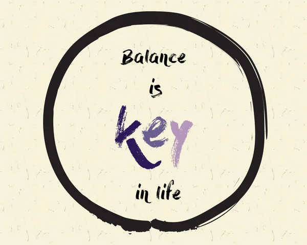 平衡是生活的关键 有启发性的引语 冥想主题 — 图库矢量图片