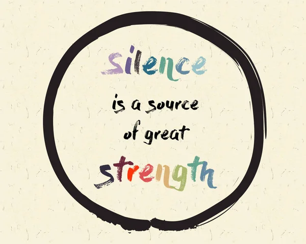 Calligraphie Silence Est Une Source Grande Force Inspirational Motivation Quote — Image vectorielle