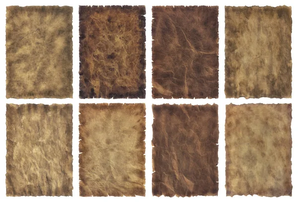 Collection Set Old Parchment Paper Sheet Vintage Aged Texture Isolated — Stock Photo, Image