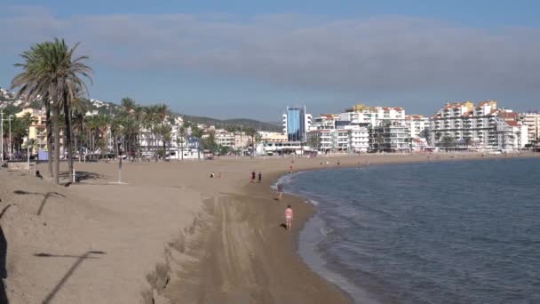 Peniscola Espagne Playa Norte Plage Nord Avec Vue Sur Ville — Video