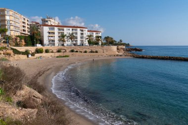 L 'Ametlla de Mar Platja de L' Alguer plajı Katalonya 'nın kuzeyinde Costa Dorada