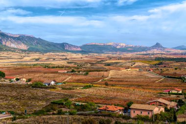 Rioja şarap bölgesi manzarası Laguardia İspanya kırsal ve dağlardan