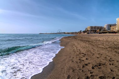 Playa La Carihuela Sahil Manzarası Benalmadena Endülüs Costa del Sol İspanya