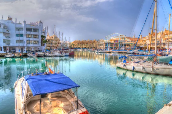 Benalmadena Harbour Spain Boats Yachts Unique Bright Colourful Hdr Stock Picture