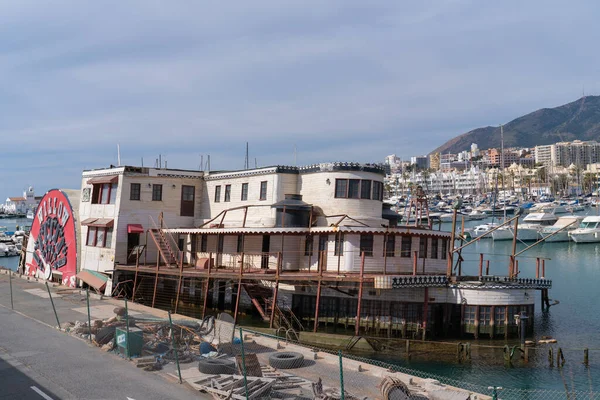 Salice Mezzo Affondato Abbandonato Nella Marina Benalmadena Spagna Costa Del — Foto Stock