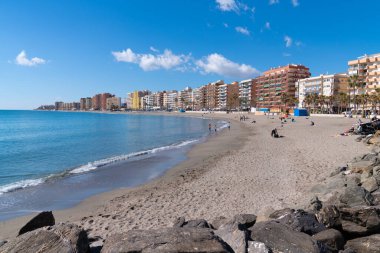 Playa de Fuengirola güzel plaj Akdeniz Fuengirola, İspanya, Costa Del Sol 27 Şubat Pazartesi günü