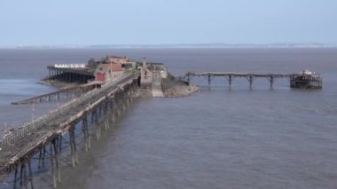 Eski iskele Weston-super-Mare Somerset İngiltere Birnbeck Adası İngiliz Viktorya Rıhtımı