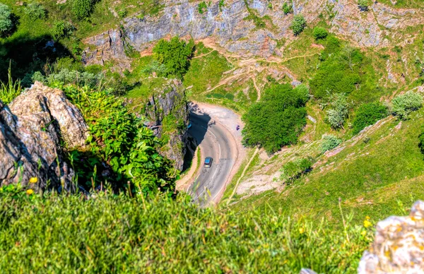 Blick Vom Gipfel Der Cheddar Gorge Auf Die Straße Unterhalb — Stockfoto