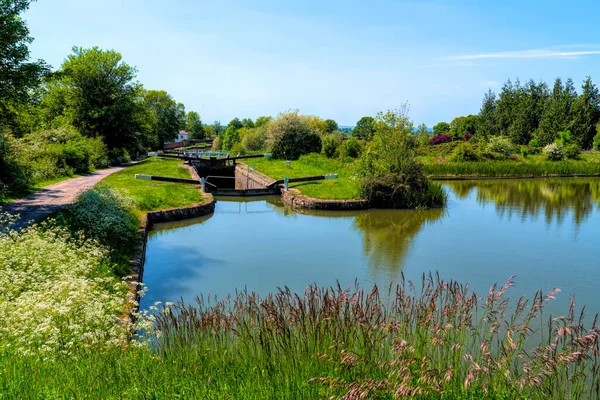 Devizes Caen Locks Meerdere Sluisdeuren Kennet Avon Kanaal Wiltshire Engeland — Stockfoto