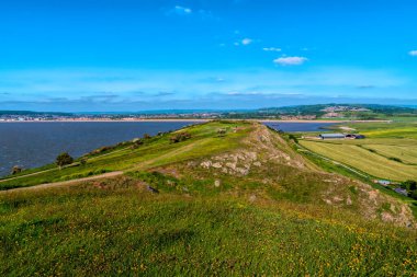 Brean Down yarımadası manzaralı Weston-super-mare plajı Somerset İngiltere