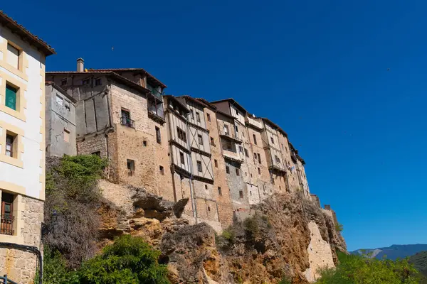 Hängende Häuser Frias Spanien Schönes Spanisches Bergdorf Burgos Provinz Kastilien — Stockfoto