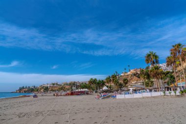 Burriana Sahili Nerya İspanya Costa del Sol Endülüs Akdeniz, mavi deniz ve gökyüzü