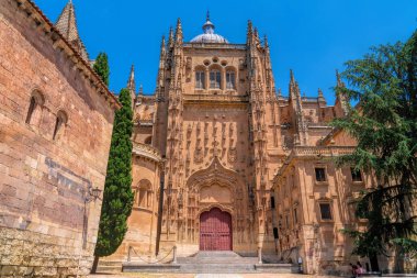 4 Haziran Salı günü Salamanca Katedrali 'nin turistik merkezi ve tarihi yapı Unesco Dünya Mirası Salamanca, Kastilya ve Len İspanya