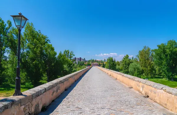 Uzun düz Roma köprüsü tarihi yapı Salamanca Kastilya ve Leon İspanya