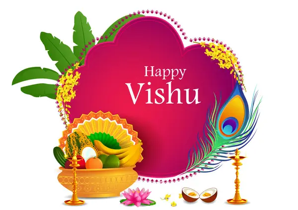 Vector Ilustración Vishu Fiesta Hindú Festival Religioso Fondo Para Feliz Ilustraciones De Stock Sin Royalties Gratis