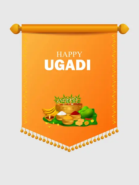 Vector Illustration Happy Ugadi Holiday Religious Festival Background Happy New Stock Illustration