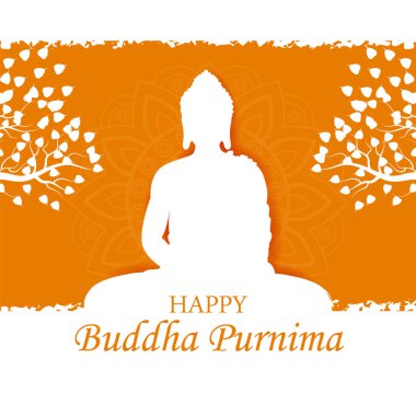 Buda 'nın Buda Pürnima dini bayram festivali geçmişi üzerine tefekkür edişinin vektör çizimi
