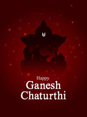 Ganesh Chaturthi festivali dini bayrağı için Lord Ganapati 'nin vektör çizimi