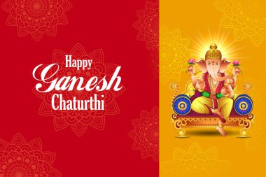 Ganesh Chaturthi festivali dini bayrağı için Lord Ganapati 'nin vektör çizimi