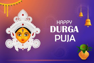 Hindistan Dussehra bayramı için Mutlu Durga Puja festivali arka planının vektör çizimi