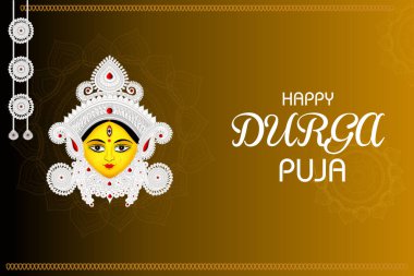 Hindistan Dussehra bayramı için Mutlu Durga Puja festivali arka planının vektör çizimi