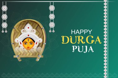 Hindistan Dussehra bayramı için Mutlu Durga Puja festivali arka planının vektör çizimi
