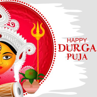 Hindistan Dussehra bayramı için Mutlu Durga Puja festivali arka planının vektör çizimi
