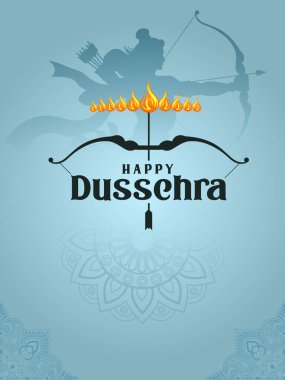 Mutlu Dussehra festivali için Lord Rama 'nın ok ve yay çizimi