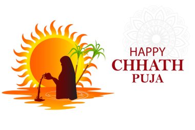 vector illustration of Happy Chhath Puja holiday background celebrating traditional festival of India and Nepal clipart