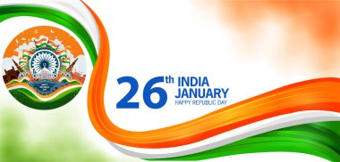 Hindistan Cumhuriyet Günü 'nün 26 Ocak tarihli vektör illüstrasyonu