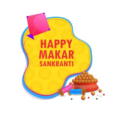 Mutlu Makar Sankranti bayram Hindistan festivali arka planının vektör çizimi