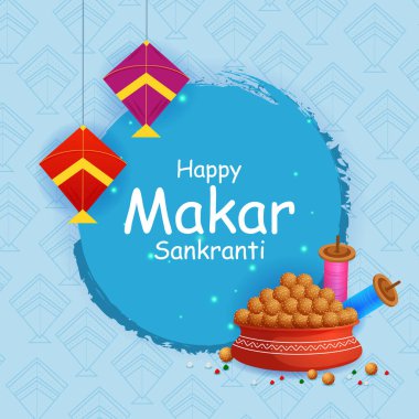 Mutlu Makar Sankranti bayram Hindistan festivali arka planının vektör çizimi