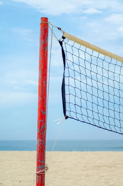 Teilweise Blick Auf Ein Volleyballnetz Strand — Stockfoto